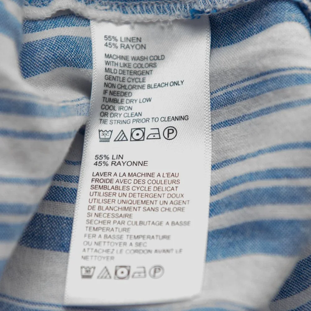 Tommy Bahama Shell Yea Skirt Linen Rayon Stripe Midi Blue White Size XXS New - Picture 6 of 6